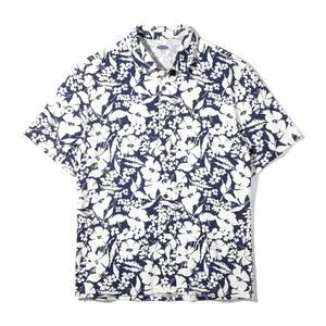 Old Navy Soft Washed Floral Short Sleeve Polo Shirt Blue White XL Preppy Coastal